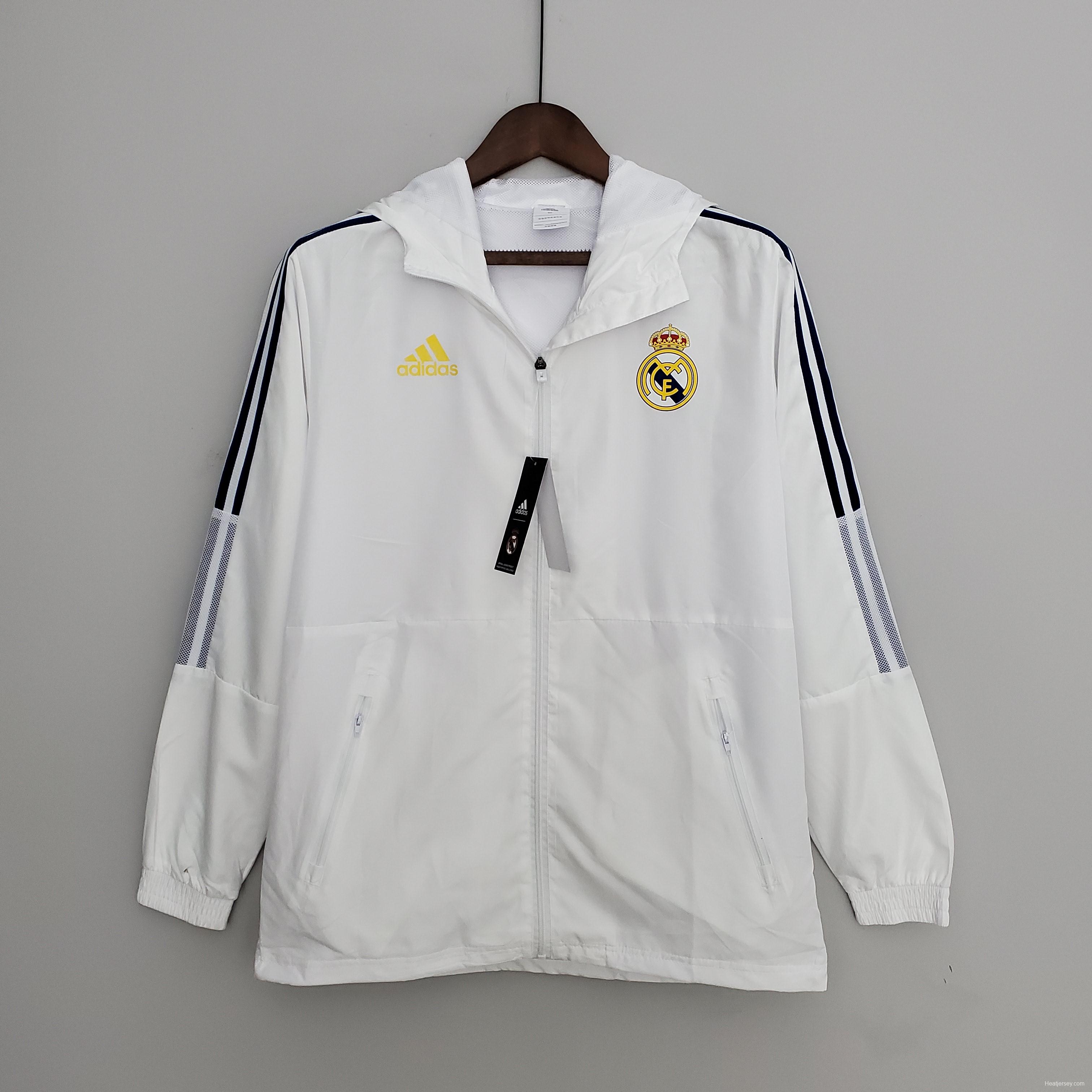 2022 Real Madrid Windbreaker White Soccer Jersey