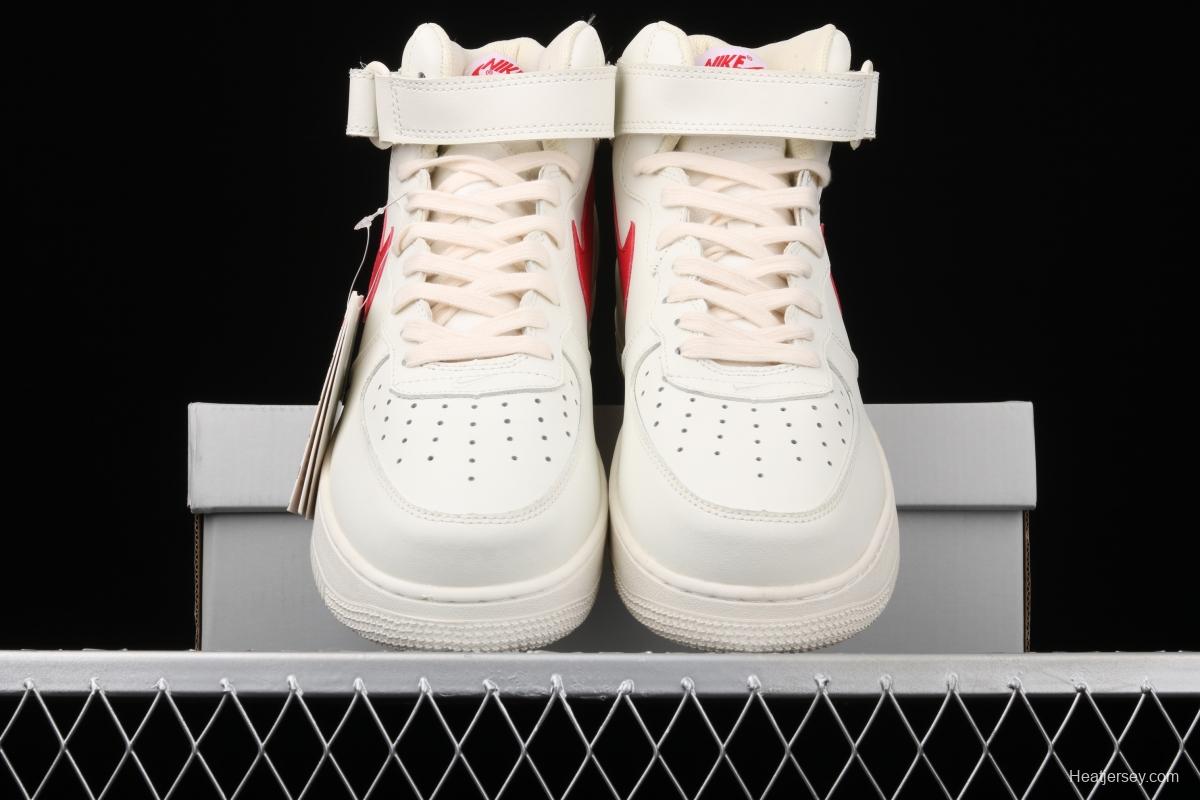 NIKE Air Force 1 Mid air force white and red top casual board shoes 315123-126