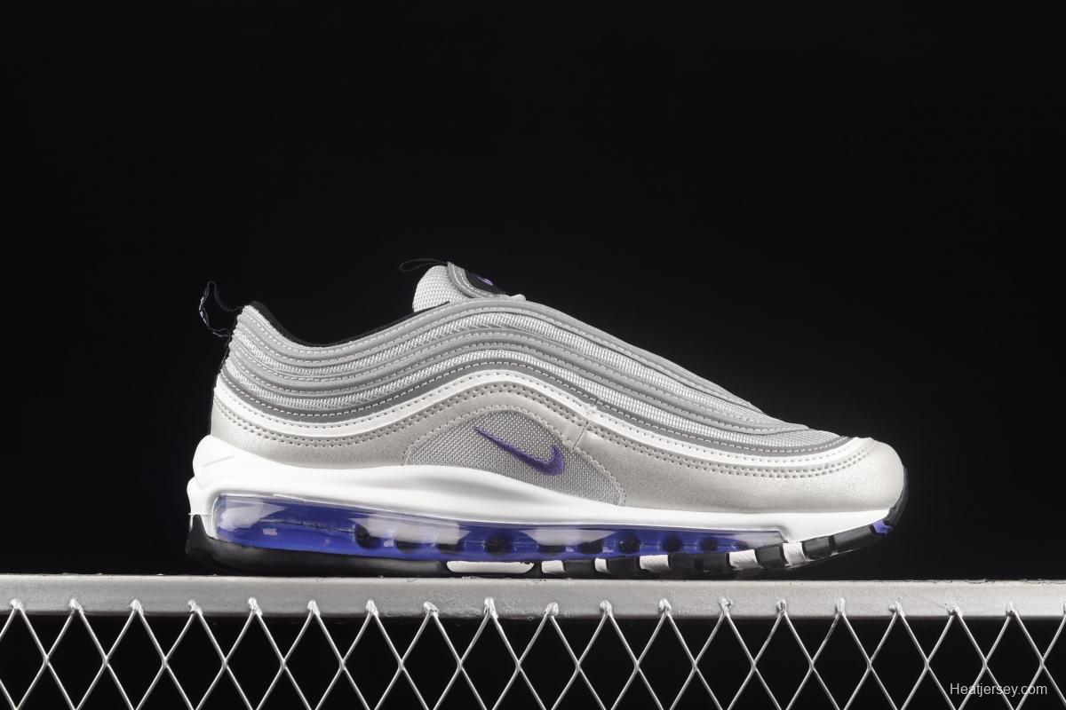 NIKE Air Max 97 SE silver and purple bullet air cushion running shoes DJ0717-001