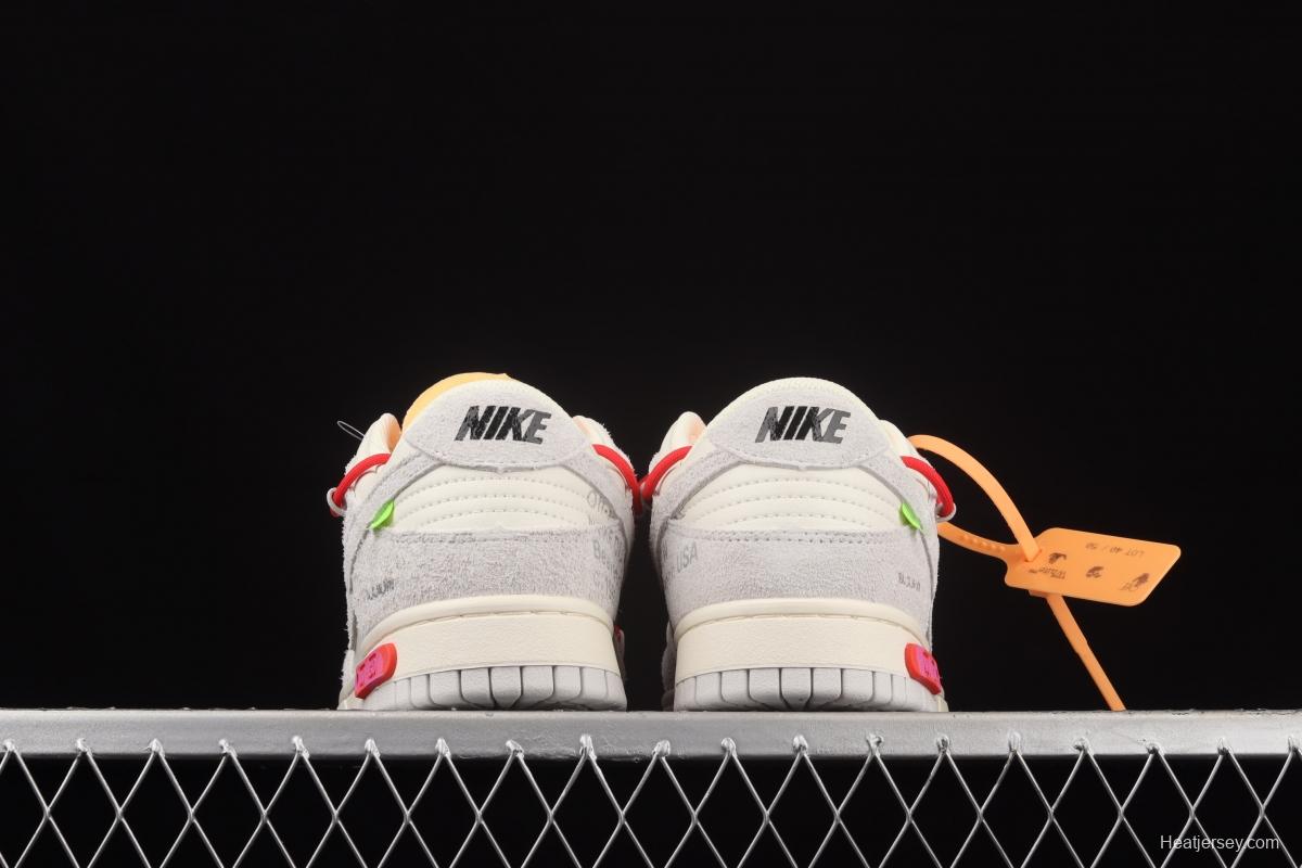 OFF-White x NIKE DUNK Low 12 of 50 OW suede SB buckle rebound fashion casual board shoes DJ0950-103