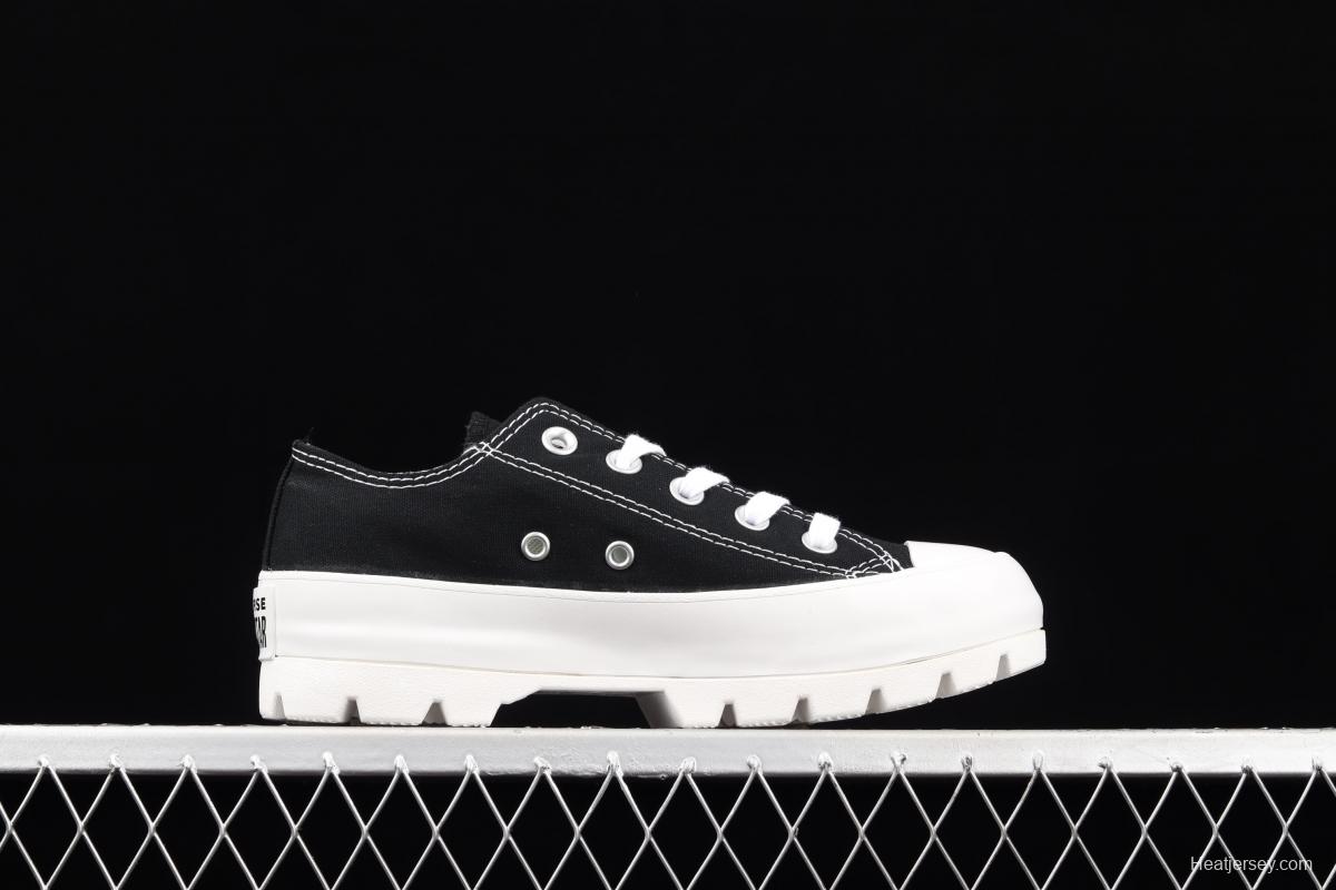 Converse Chuck Taylor All Star Lugged Move OX Converse black and white thick soled heightening shoes 567681C