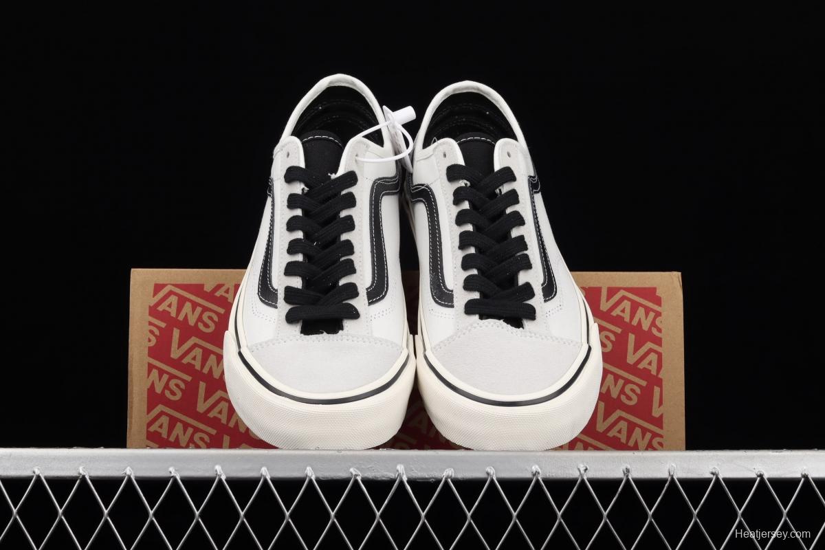 Vans Style 36 million gray rice white side stripes low-edge sports board shoes VN0A3MVLXGL