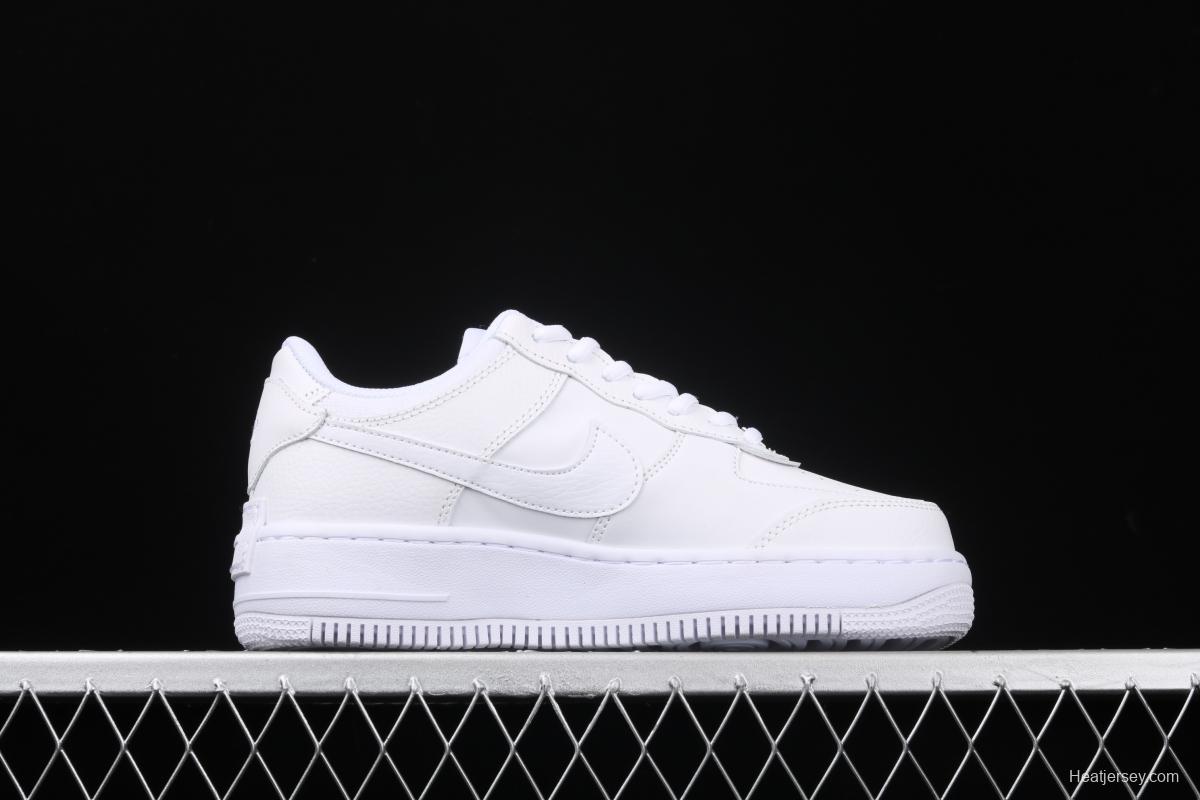 NIKE Air Force 1 ShAdidasow all white light weight heightened low-top white board shoes CI0919-100