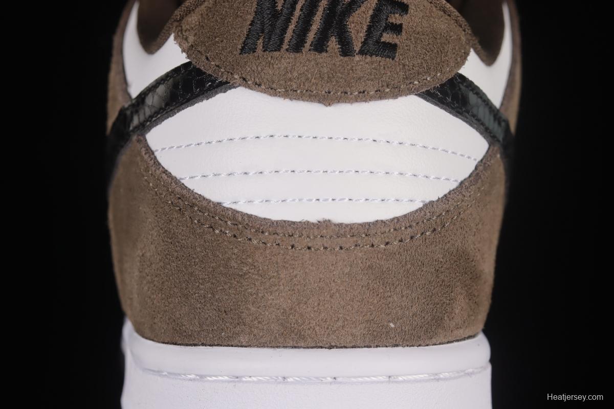 NIKE SB DUNK Low Pro Trail End Brown Furn Brown White Black Snake Print Dunk Series Low Top Casual Sports Skateboard Shoes 304292-102