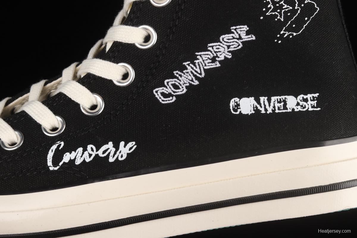 Converse Chuck 1970s classic black and white Chinese graffiti LOGO Coca-Cola casual canvas shoes 166486C