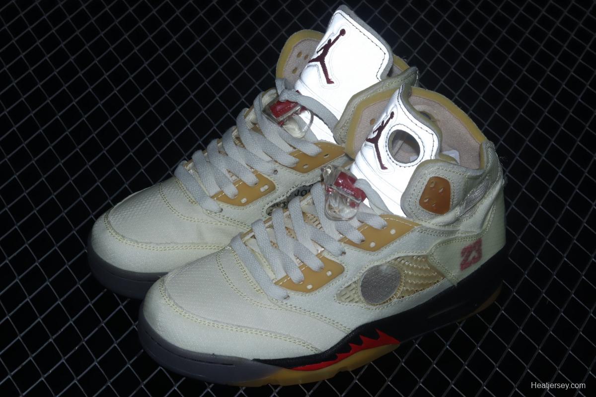 OFF-White x Air Jordan 5 White Sail Golden Cicada Wings DH8565-100