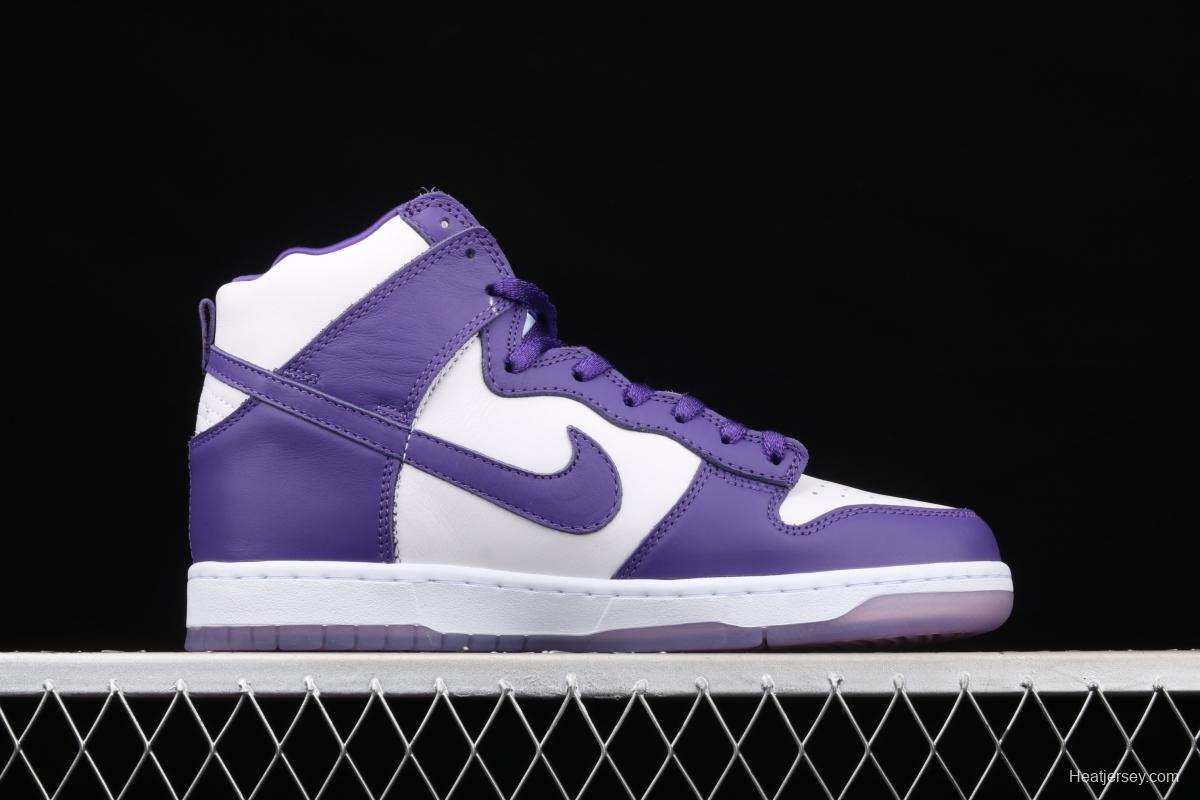 NIKE SB DUNK High Varsity Purple dunk series white and purple color retro high top leisure sports skateboard shoes DC5382-100