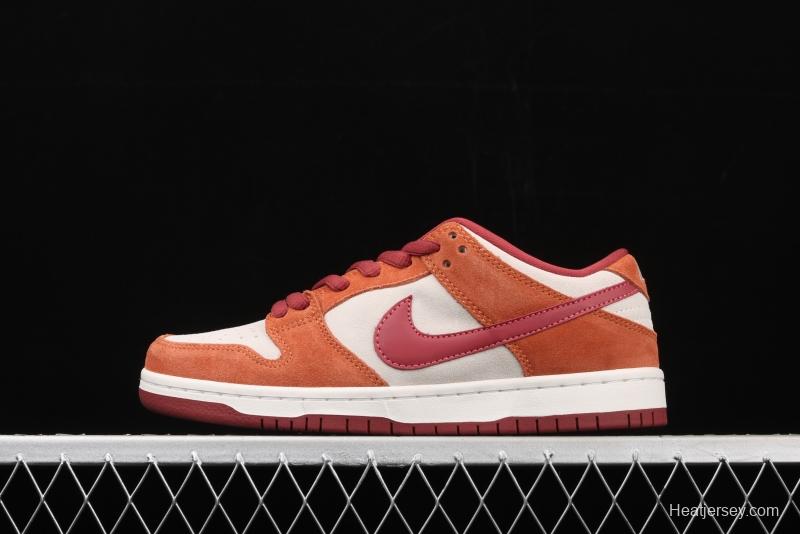 NIKE SB DUNK Low Pro brown-red color matching low-top casual board shoes BQ6817-202