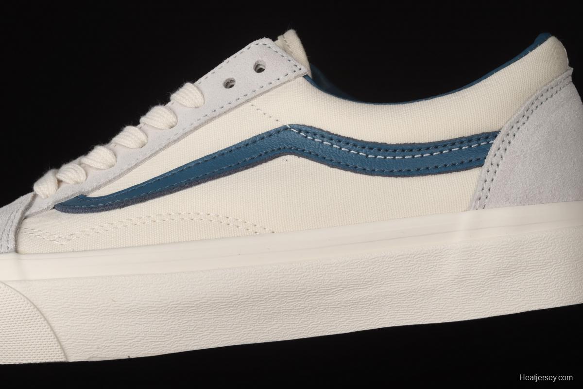 Vans Old Skool Lx white suede inner blue leather spliced canvas retro casual shoes VN0A38G1QKK