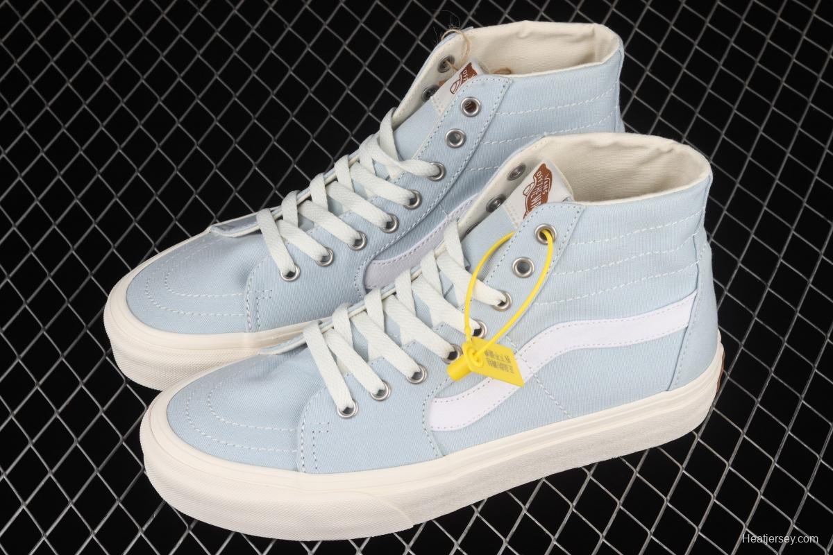 Vans Sk8-Hi environmental protection series light blue high-top canvas casual shoes VN0A4U169FR