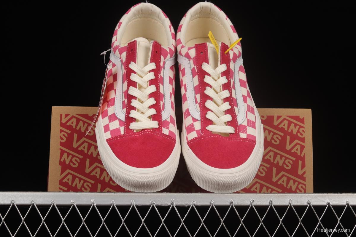 Vans Style 36 Anaheim Pink and White Checkerboard Low Help Casual Board Shoes VN0A38GF2U9