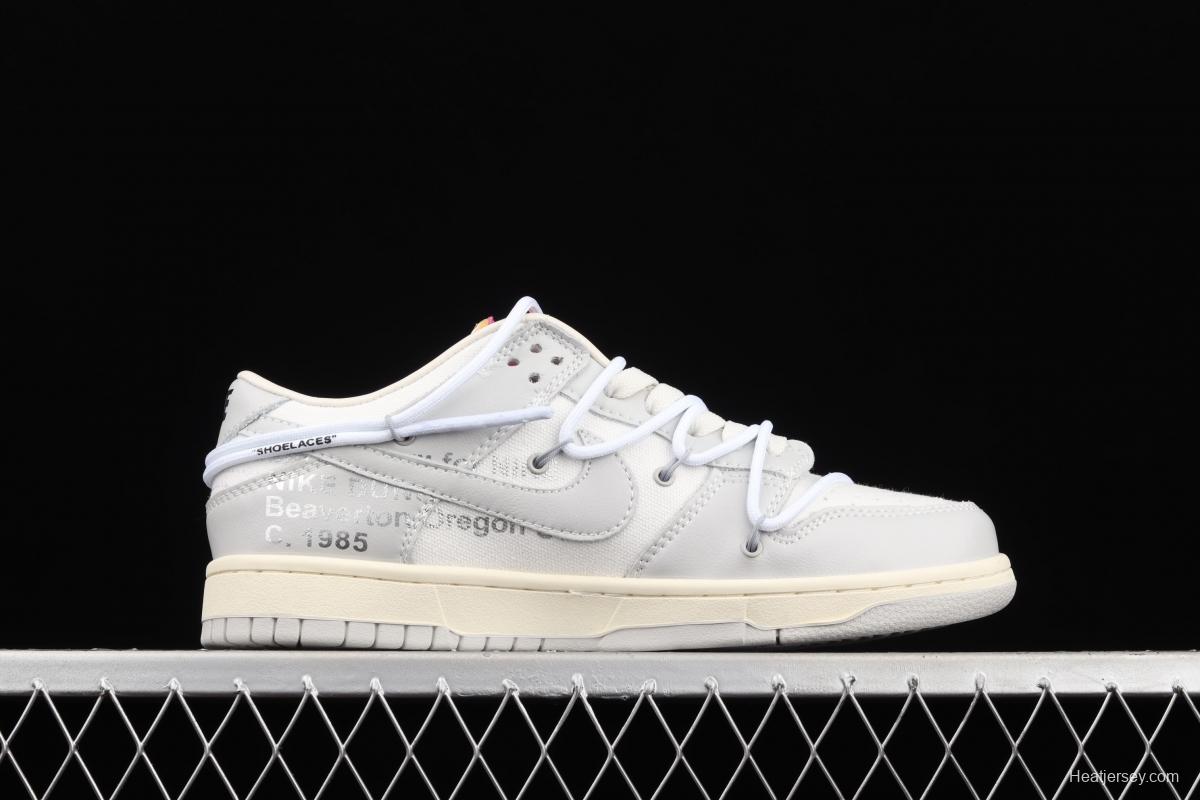 OFF-White x NIKE DUNK Low 04 of 50 OW white gray leisure sports skateboard shoes DM1602-118