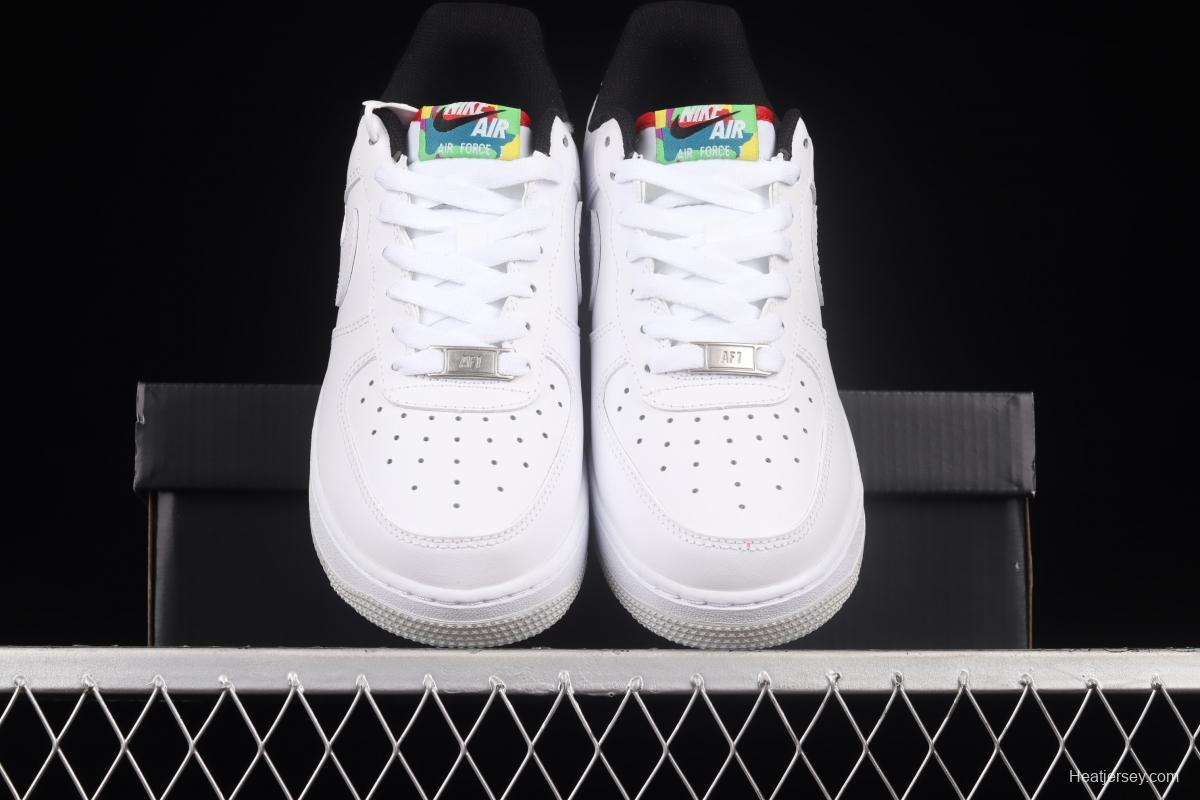 NIKE Air Force 11607 Low Peace Love Swoosh white and black graphic printed low-top casual board shoes DM8148-100