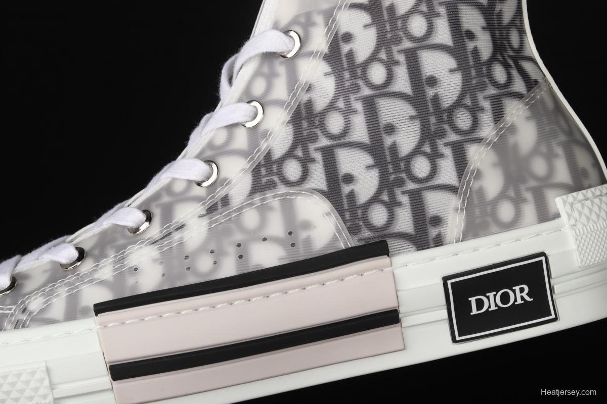 Authentic Dior B23 Oblique High Top Sneakers Dior CD ghosting high upper board shoes 3SH118YJR 063 White/Black