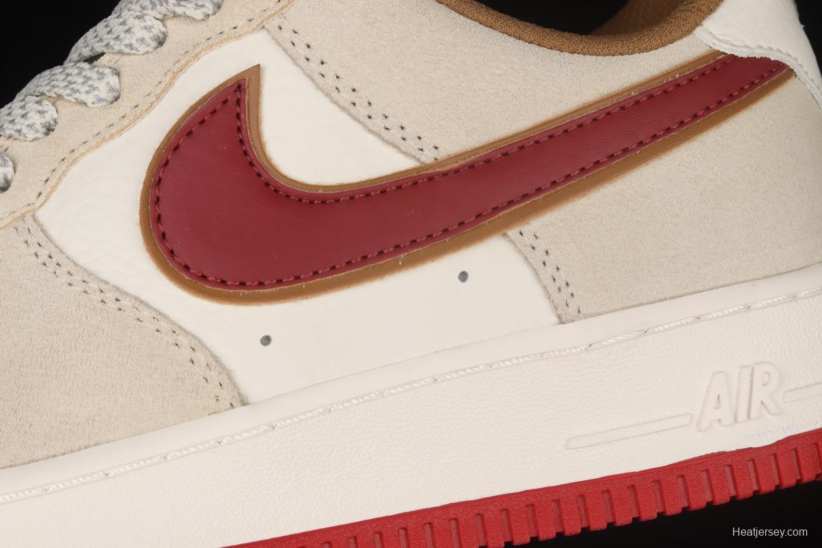 NIKE Air Force 1x07 SU19 rice white Chinese red suede low-top casual board shoes QZ3068-226