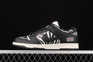 Quartersnacks x NIKE SB DUNK Zebra black and white zebra stripes joint style low-side sports and leisure board shoes DM3510-001