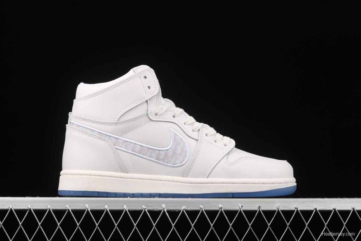 Dr x Air Jordan 1 High Dior co-signed all white high gang CN8607-012