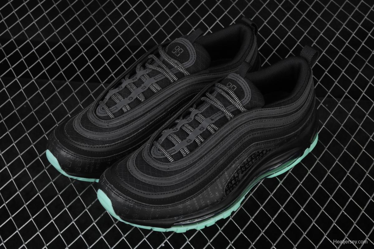 NIKE Air Max 97 GLOW black and green luminous bullet air cushion running shoes 921826-017