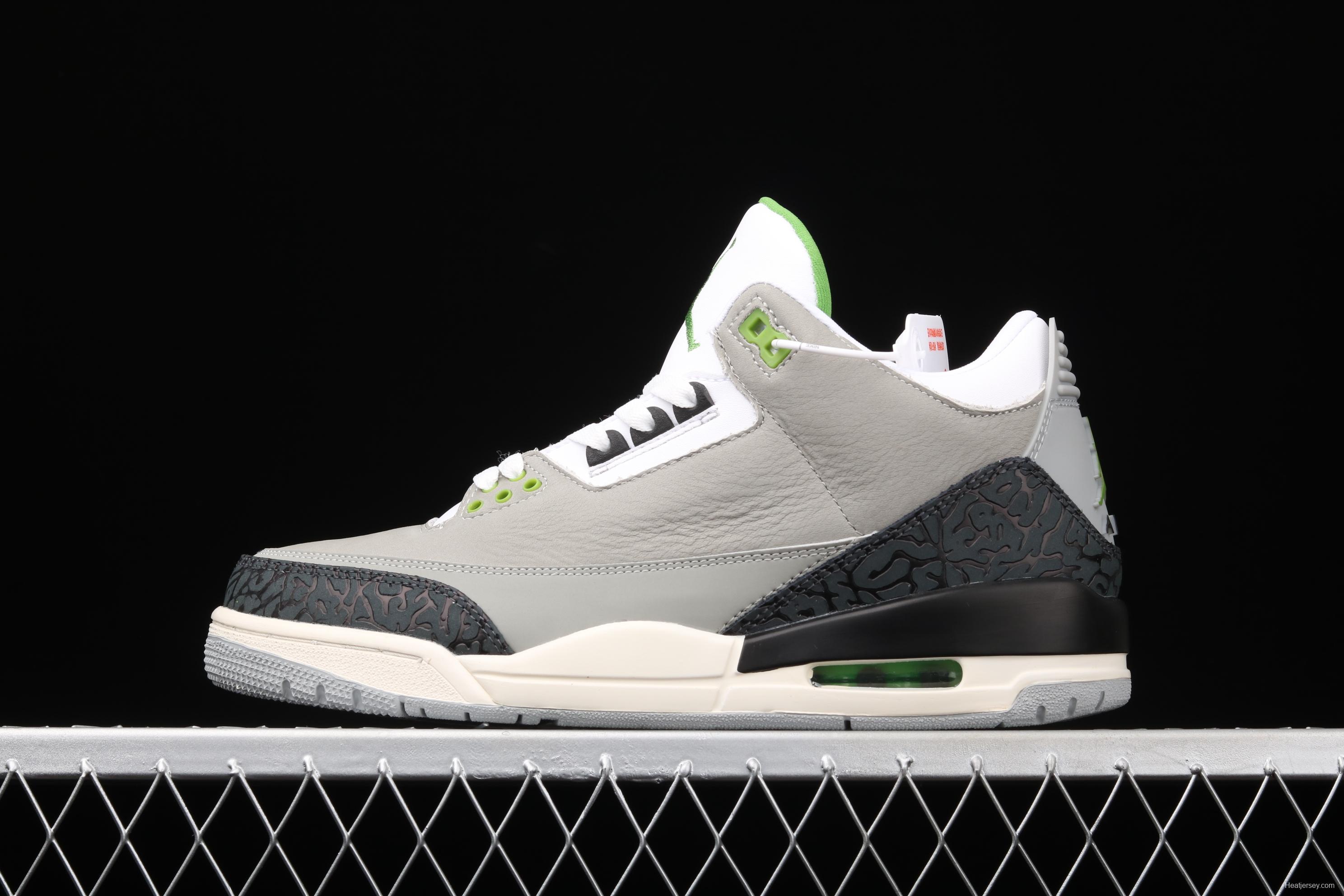 Air Jordan 3 Retro Chlorophyll AJ3 Joe 3 chlorophyll Gray Green manuscript 136064-006