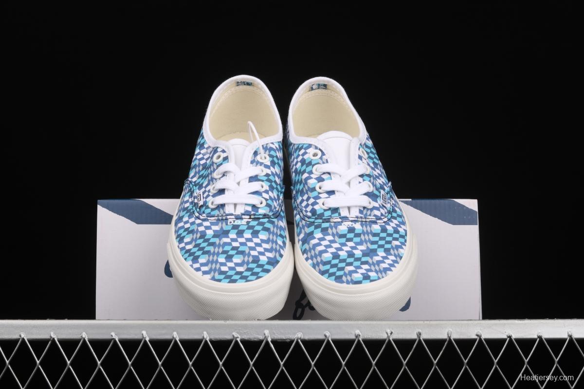 DOE x Vans Authentic chessboard blue and white low-top casual board shoes VN0A4ODU2DJ