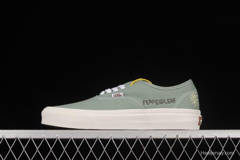 Vans Authentic Grey Green Fun Embroidered Pattern Low-Top Sneakers Sneakers VN0A5KRDAST