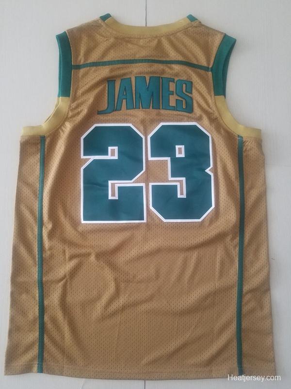 LeBron James 23 Irish High School Yellow Basketball Jersey