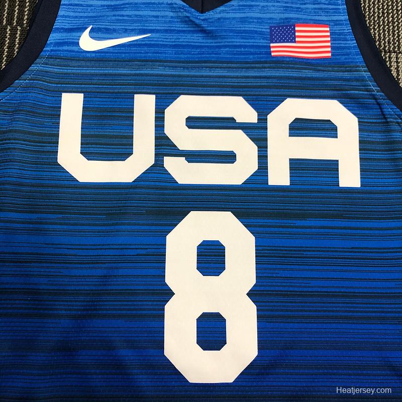 Thai Version Men's Khris Middleton Navy USA Basketball Player Jersey