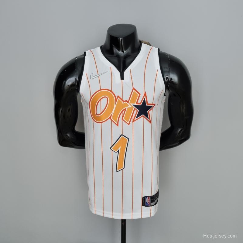 75th Anniversary Orlando Magic McGrady #1 White And Orange NBA Jersey