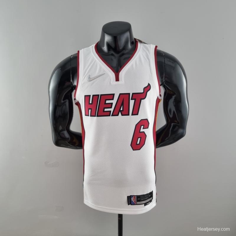 75th Anniversary Miami Heat JAMES #6 White NBA Jersey