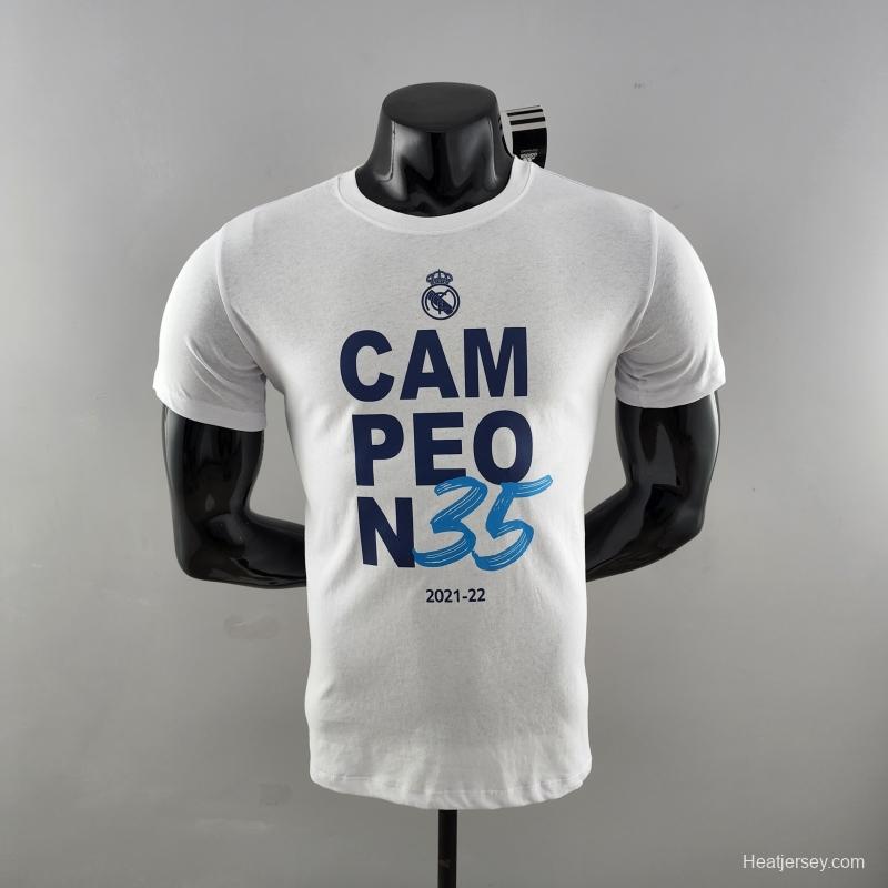 22 23 Real Madrid Mens Campeón 35 T-Shirt Grey  #K000173