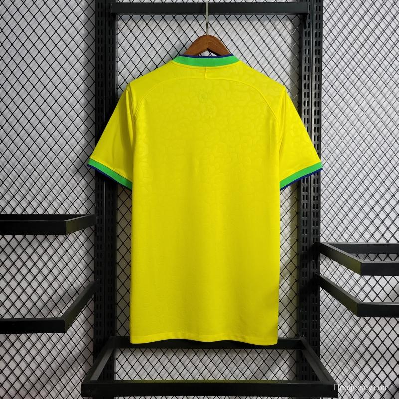 2022 Brazil Home National Team World Cup Soccer Jersey With Special Dragon Namesets