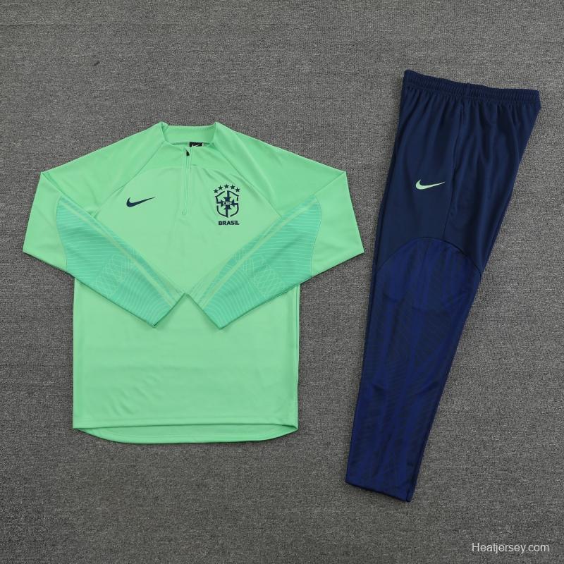 2022 Brazil Green Half Zipper Tracksuit