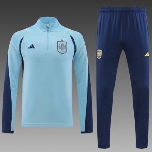 2022 Spain Blue Half Zipper Tracksuit