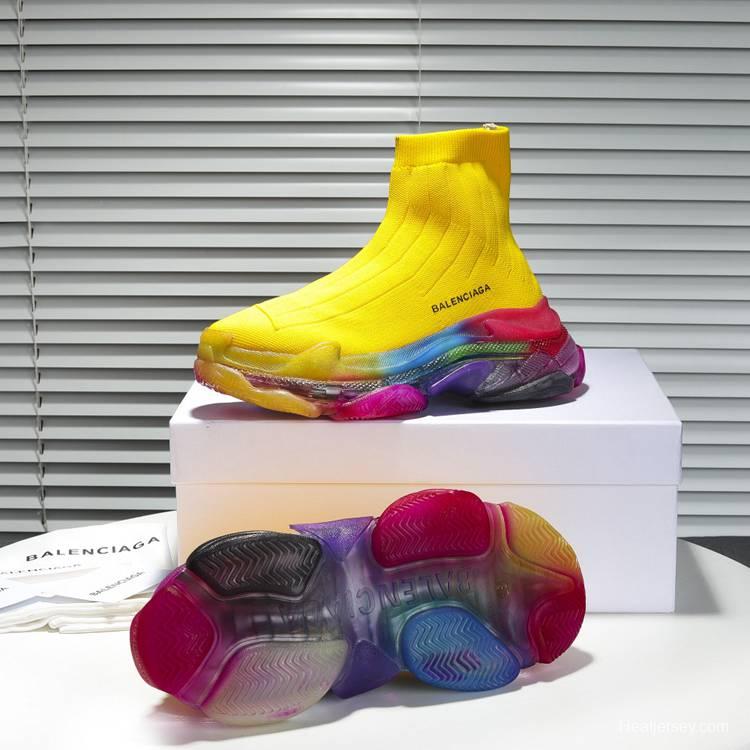 Men/Women Balenciaga Speed Yellow Sneaker