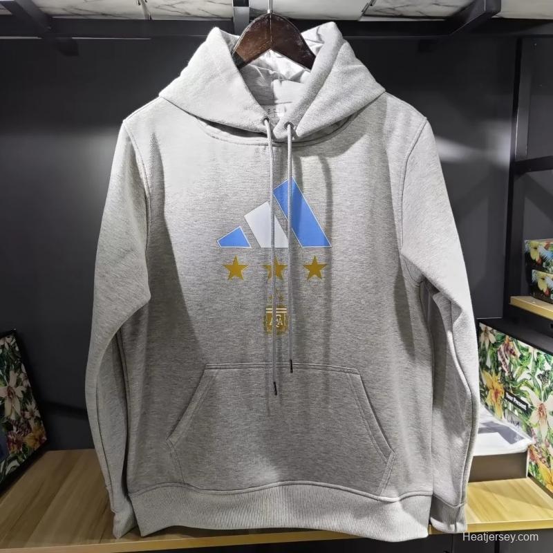 3 Stars Argentina Messi Grey Hoodie