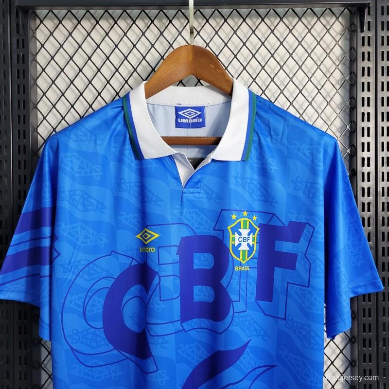 Retro 1992 Brazil Away Blue Jersey