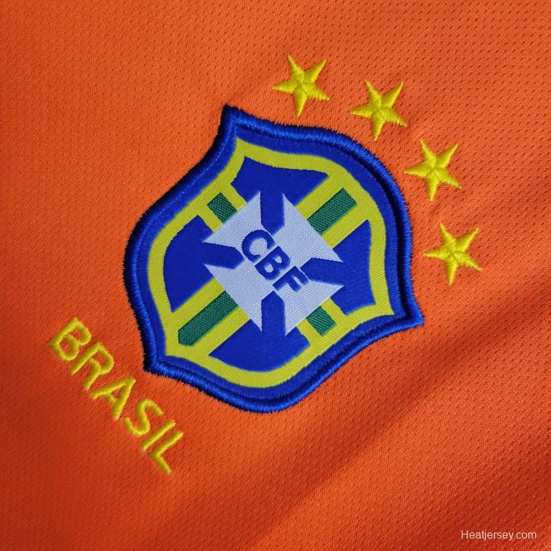 Retro Long Sleeve 1998 Brazil Goalkeeper Orange Jersey