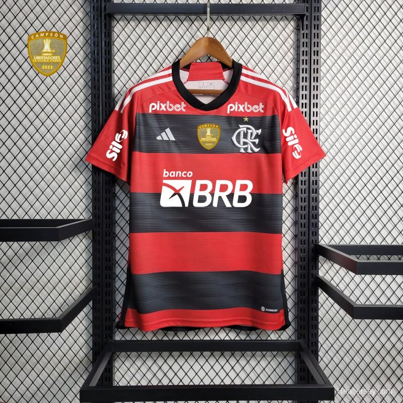 23/24 Flamengo Home Jersey With All Sponsors+Patches