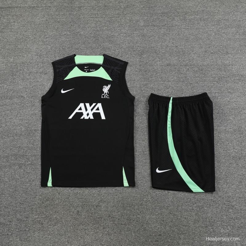 23-24 Liverpool Black Vest Jersey+Shorts