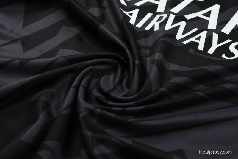 23-24 PSG Black Pattern Short Sleeve+Shorts