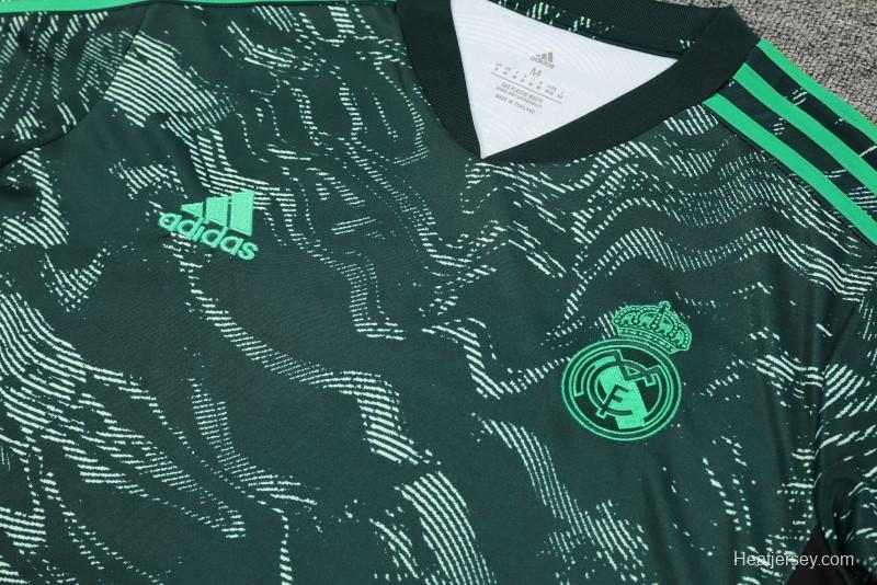 23-24 Real Madrid Black Green Pattern Short Sleeve+Shorts