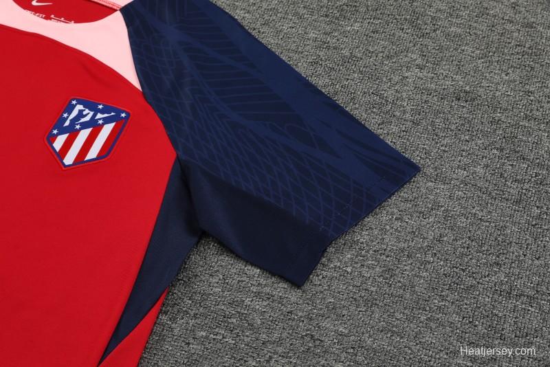 23-24 Atletico Madrid Red Navy Short Sleeve+Shorts