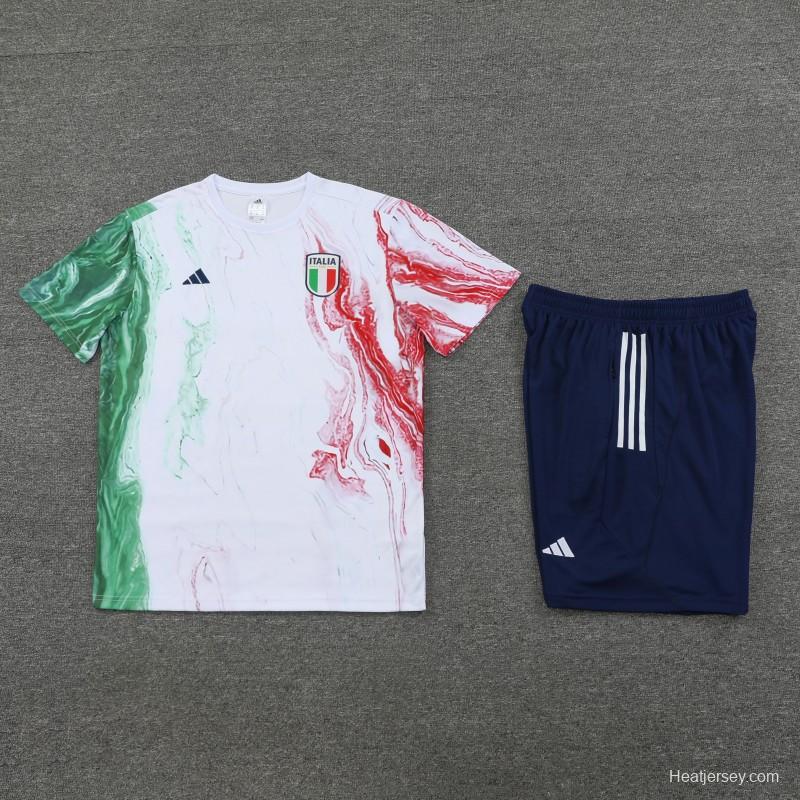 2023 Italy FIGC White Short Sleeve+Shorts