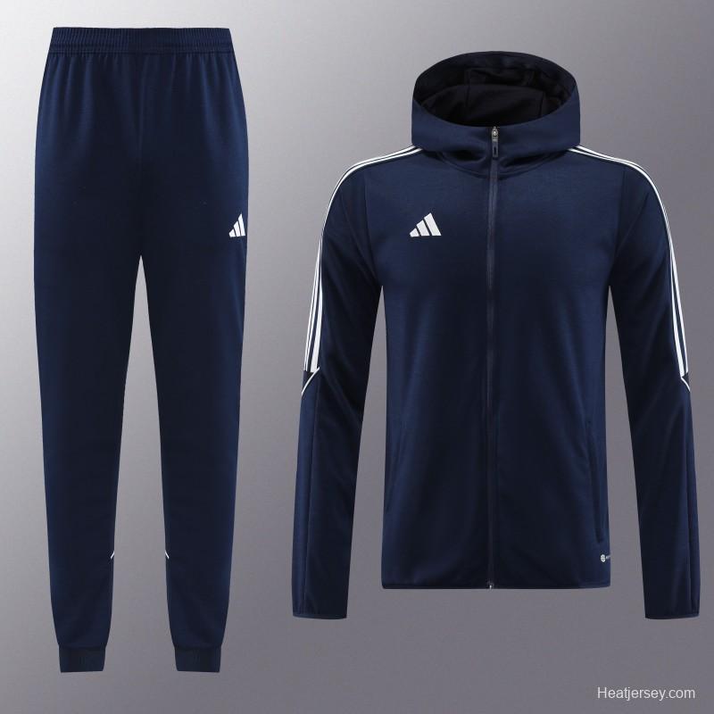 2023 Adidas Navy Hoodie Full Zipper Jacket +Pants