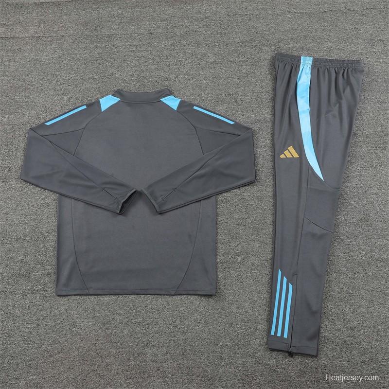 2024 Argentina Grey Half Zipper Jacket+Long Pants