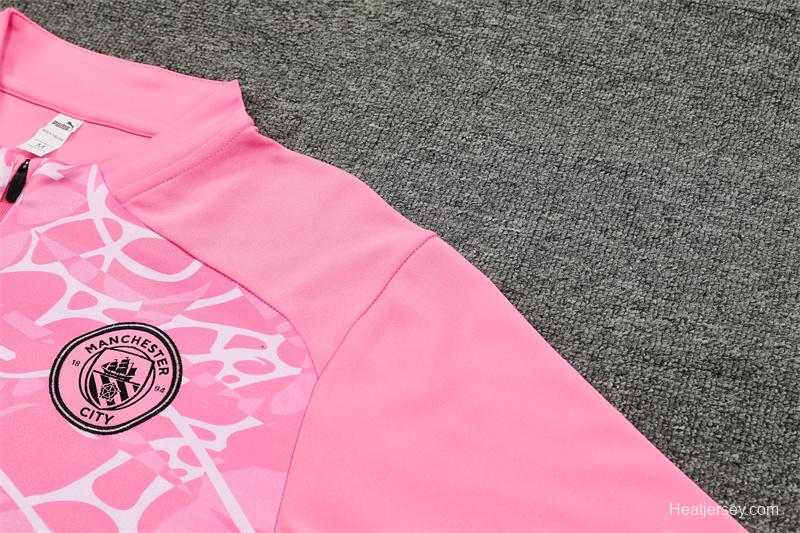 24/25 Manchester City Pink Half Zipper Jacket+Long Pants