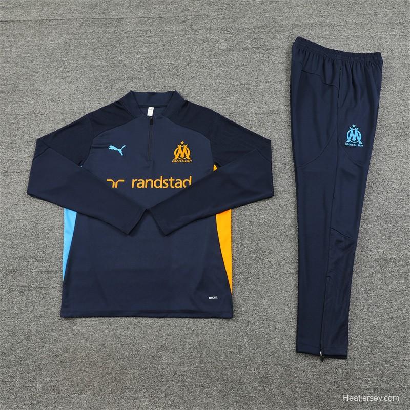 24/25 Olympique Marseille Navy Orange Zipper Jacket+Long Pants