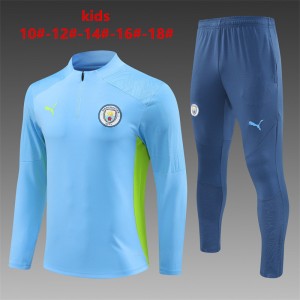 24/25 Kids Manchester City Sky Blue Half Zipper Jacket+Long Pants