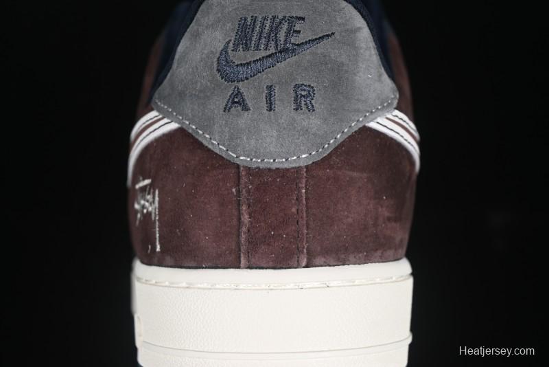 Nike Air Force 1 '07 Low Stussy Collaboration White Blue Chocolate Low-Top Casual Sneakers - KK1988-061