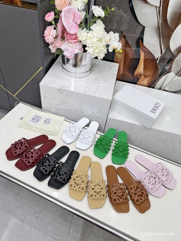 2025 Loewe Beige Leather Slippers